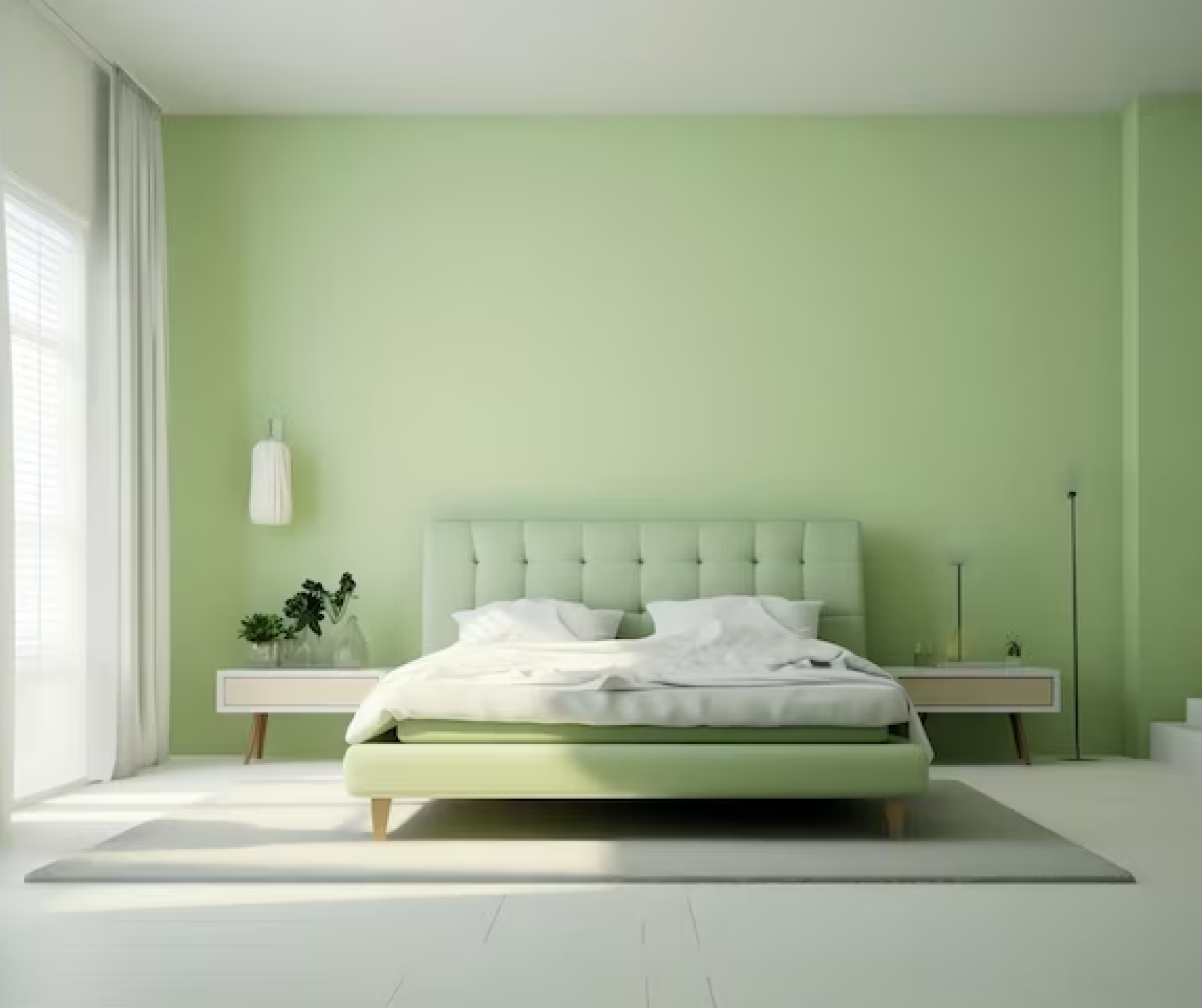 phòng ngủ màu xanh lá cây